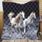 Chickw1 Tagesdecke Bettüberwurf Gesteppt, 3D Pferd Tagesdecke Schlafzimmer Mikrofaser Steppdecke Decke Überwurf Wohnzimmer Sofaüberwurf für Einzelbett Doppelbett (weißes Pferd,180x200cm)