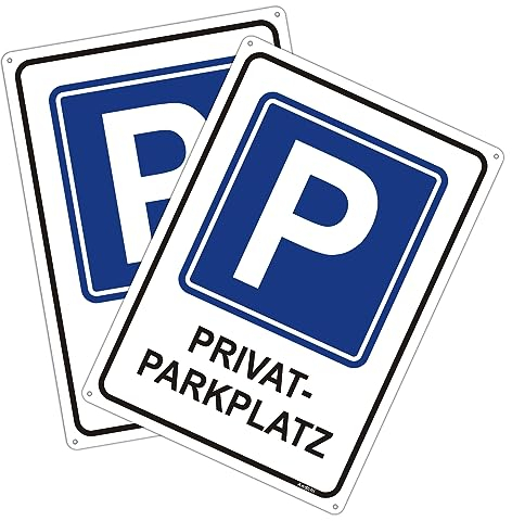 2-tlg. Parkschild Privat-Parkplatz, Privates Parkplatzschild, Aluminium Parken Schild, Größe: 25 x 35 cm