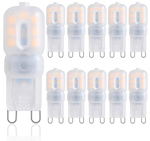 YUANHENLIZ G9 LED Bulbs Warm White Dimmable Energy Saving Lamp 2.5W-3W Wall Light,360 ° Degree Beam Angle LED Light Bulb, Equivalent 30W G9 Halogen Bulbs,10 Pack