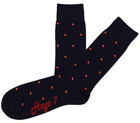 Hoyo 7 Calcetines azul marino con topitos de la bandera de España (35-40)