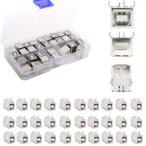 RUNCCI-YUN 30 Piezas Micro USB Tipo B Hembra 90 Degree 4 Pin PCB Dip Conector