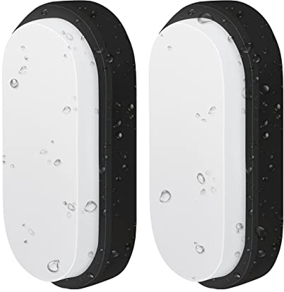 ANWIO Außenlampe von Wänden 14W Oval LED Aussenleuchte, 4000K, 980lm, IP54-geschützt Wasserdicht Wandlampe für Garten Terrasse Garage Flur Keller, Schwarz - 2 Stück