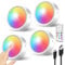 RGB LED Spot Akku USB Aufladbar, 2400mAh Batteriebetrieben Farbwechsel Vitrinenbeleuchtung Kabellos mit Fernbedienung und Timer, Dimmbar Unterbauleuchte Küche Rund Magnetisch Touch Schrankbeleuchtung