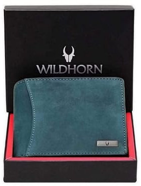 WILDHORN India RFID-geschützte Herren-Geldbörse aus Leder (Blue Hunter)