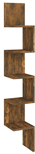 vidaXL Wand Eckregal, Wandregal für Schlafzimmer Wohnzimmer, Hängeregal mit viel Stauraum, Wandablage Bücherregal Regal, Räuchereiche Holzwerkstoff