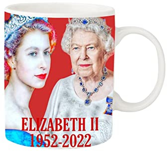 10 Stück Keramik-Tassen | Platinum Jubilee 2022 Tasse für Kaffee und Tee | Queen Elizabeth Prints Keramik Kaffeetasse Teetasse, 350 ml Lear-au