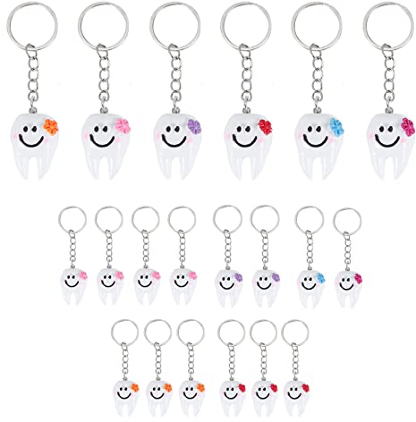 20 Stück Schlüsselanhänger Schlüsselanhänger hängende Zahn Geschenk niedlich, & Silber, Taglia