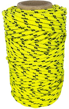 Cordón de Poliéster 3mm * 25m. Fabricado en España. para Manualidades, Aire Libre, Exteriores, Jardín y Bricolaje. Amarillo con Negro