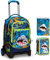 Trolley Schulrucksack Seven SJ Gang Jack Hai 2 Räder – abnehmbarer Rucksack + Federmäppchen 3 Ebenen komplett + Tagebuch 2022/2023 + Gratis 7 radierbare Stifte + Schlüsselanhänger Pfeife