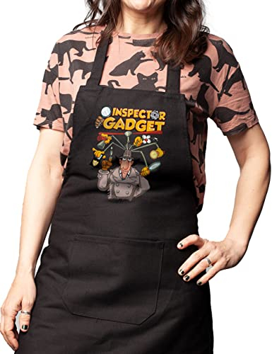 Camisetas EGB Delantal Inspector Gadget Ochenteras 80´s Retro Comic (Negro)