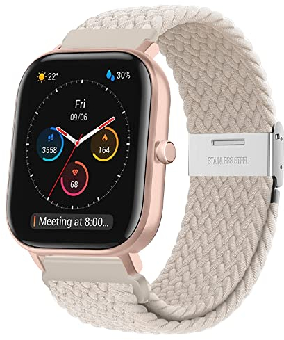 Kompatibel mit Amazfit GTS Armband, 20mm Elastic Adjustable Nylon Armband für Amazfit GTR Mini, Amazfit Active, Amazfit GTS 4 Mini, GTS 4, GTS 3, GTS 2, GTS 2 Mini, GTS 2e, Amazfit Bip, Bip U Pro