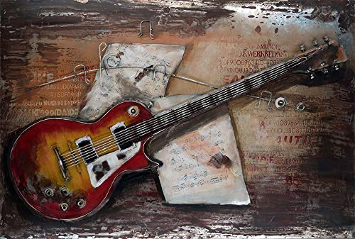Vintage Line Handgefertigtes Metallbild 3D-Optik E-Gitarre ca. 120x80 cm