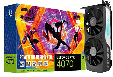 ZOTAC Gaming GeForce RTX 4070 Twin Edge OC Spider-Man: Across The Spider-Verse Inspired Graphics Card Bundle, ZT-D40700H-10SMP