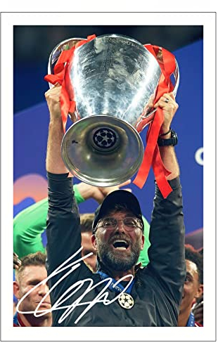 RJR PRINTS Jurgen Klopp Champions League - Liverpool Signed 6X4 Inch Photo With Print Pre Printed Signature Football Autograph Gift Artwok Wall Art