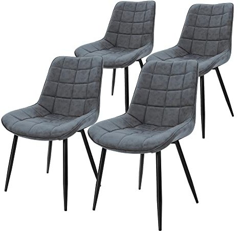 ML-Design 4er Set Esszimmerstühle mit Rückenlehne, Anthrazit, Küchenstuhl mit Kunstlederbezug, Polsterstuhl mit Metallbeinen, Ergonomischer Esstischstuhl, Esszimmerstuhl Wohnzimmerstuhl Küchenstühle
