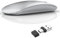 Uiosmuph G11 Mouse Wireless Ricaricabile, Mouse Senza Fili Silenzioso, 2,4 GHz con Ricevitore di Tipo C e USB per Laptop/PC/Mac/Chromebook, argento