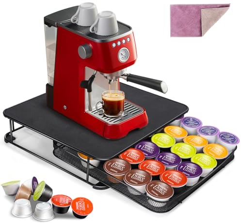 HEVOL Coffee Pod Holder, Coffee Capsule Holder for Dolce Gusto, 36 Capsules Storage Coffee Capsule Organizer with Non-Slip Feet, Coffee Pod Drawer For Kitchen Office (Black)