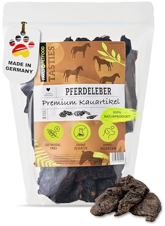 FAVLY Pferdeleber 1000g für Hunde, Kauartikel für Allergiker | Luftgetrocknet & hypoallergen, ohne Zusätze & Getreide, unterstützt die Zahnreinigung, in Deutschland hergestellt