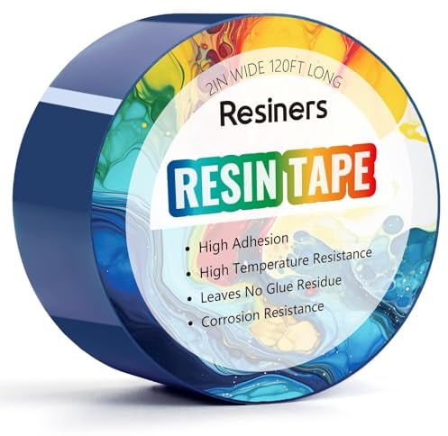 Resiners Harzband für Epoxidharz-Formgebung - 50mm W x 36.5m L - Hitzebeständiges Klebeband, Hohe Temperaturbeständigkeit, Leicht Abziehbar, Trennband für River Tables, Rückstandsfrei, Blau