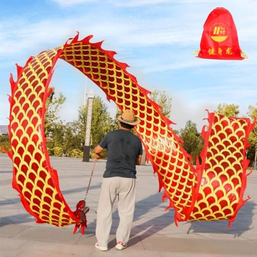 Cinta de danza del dragón, conjunto de cinta de cuerpo de dragón, bailarina de cinta rítmica con bolsa de viaje, lanzamiento deportivo for fiesta en el césped del parque, decoración de baile (tamaño: