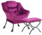 YOTATING Bequemer Sessel mit Fußhocker, Lazy Chair mit Ottomane, Freizeit-Akzentstuhl, Relax-Lounge-Sessel mit Armlehnen & Seitentasche für Wohnzimmer, Schlafzimmer & kleine Räume, Dunkelviolett