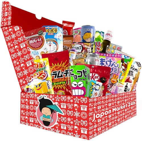 JAPON MARKET | Japanische Süßigkeiten Box Weihnachten | Premium Mystery Box Süßigkeiten Mit Japanischen Snacks, Candy, Sweets Und Getränken | Japan Box Ideal Als Geschenk | Originale Süssigkeiten Box