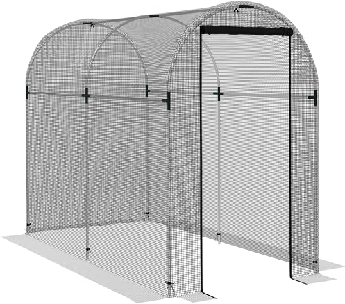 Outsunny Jaula de Cultivo Jaula de Protección con 1 Puerta con Cremallera Soportes y Anti-UV para Proteger Las Plantas en Patio Jardín Terraza 120x240x188 cm Negro