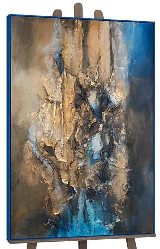 YS-Art Luxus Acryl Gemälde auf Leinwand elegante Kombination handgemalt Wandbild modernes Wohndekor abstraktes Motiv Bild echtes Kunstwerk 120x80 cm