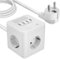 Cube multiprise avec USB C 20 W, multiprise 4 prises avec USB C et 3USBA, protection contre les surtensions, multiprise cube avec veilleuse, multiprise avec interrupteur, pour la maison, le bureau,
