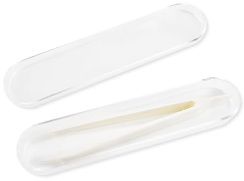 FERCAISH 1 Stück Übergroße Kontaktlinsen Pinzette Kunststoffpinzette Pinzette mit flachen Spitzen Linsen Saugstabklemmenzange mit Etui Dauerhaft für unterwegs(Weiß)