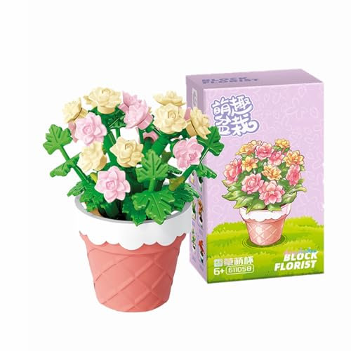 LOTOLO Mini Flower Succulent Bonsai Building Block Set,Simulation Pot Plant Artificial Particle Flower Botanical Collection Construction Building Bricks Toy,Home Decors (Jonquil)