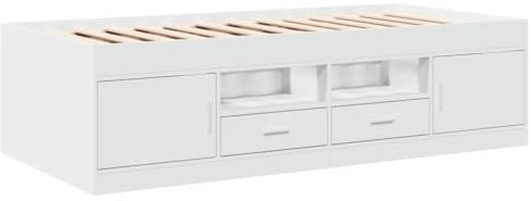 vidaXL Tagesbett mit Schubladen, Gästebett mit Stauraum Sperrholzlatten, Sofabett für Wohnzimmer Schlafzimmer, Bett, Modern, Weiß 90x200cm Holzwerkstoff