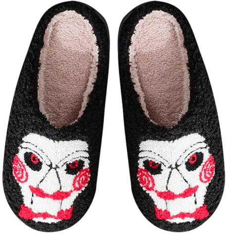 Snugeasy Halloween Pumpkin Slippers for Womens Mens Soft Plush Warm Spooky Halloween Pumpkin House Slippers