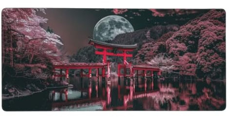 Gaming Tapis de Souris Rose, Grand Tapis de Souris XXL 1200x600x3mm, Lune Tapis Souris Clavier et Bureau Surface Lisse et Base en Caoutchouc Anti-dérapant Soft Cloth, PC et Ordinateur Portable N1-256