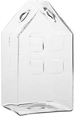 BHFYOB Jarrón de cristal con forma de casa, cesta de flores, decoración nórdica para el hogar, flores secas hidropónicas