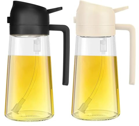 SWEET VIEW 470 ML Spray Pour Huile et Distributeur d Huile, Huile d'olive Distributeur verseur pour, Cuisine,Friteuse d'air,Salade, Barbecue (Noir, Blanc)