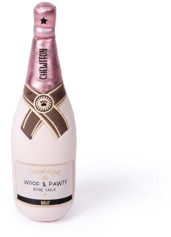 CHEWFFON Quietschspielzeug,Plüsch-Hundespielzeug, gegen Langeweile, Kauspielzeug, niedliches Hundespielzeug für Welpen, kleine, mittelgroße und große Rassen (Rosa Champagnerflasche)