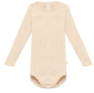 DILLING Pointelle-Langarmbody aus Merinowolle Babys