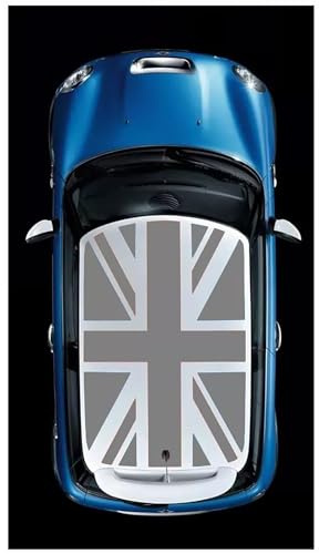 Kit Adesivi per Tetto Mini Cooper R50 R52 R53 R55 R56 R57 Decalcomania Bandiera Regno Unito Tettuccio Union Jack Pellicole Intagliate Adesive per Decorazione Auto Blu Rosse Nere Grigie (Grigio)