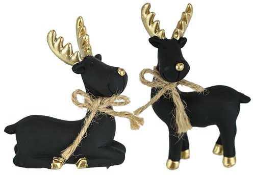 Elch Figur Rentier 8+11cm Dekofiguren Skulptur Statue Weihnachtsfigur Weihnachtsdeko Waldtier Gartendeko Deko Tierfigur Hirsch Dekohirsch Hirschfigur Weihnachtsschmuck Advent Winter