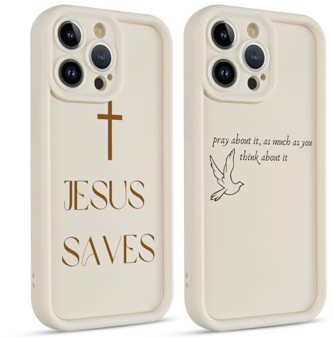 Yimctoie 2 Stück Handyhülle für iPhone 15 PRO Hülle 6.1, Ästhetische Christliche Ostern Jesus Zitate Muster Design für Christen, Dünn Weich Silikon TPU Slim Stoßfest Kratzfest Case, Vogel