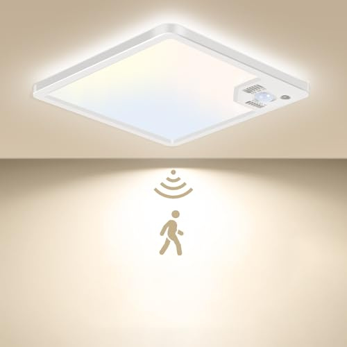 slochi LED Deckenleuchte mit Bewegungsmelder,16W Flach Deckenleuchte Bewegungssensor Innen,3000K/4000K/6500K Sensor Flurlampen für Flur,Treppe,Garage,Keller,Balkone,Küche,Badezimmer,Schlafzimmer 18cm