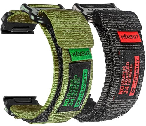 22mm Klettverschluss Nylon Armband Kompatibel mit Garmin- Ultraleicht & Atmungsaktiv -für Fēnix 8 Solar 47 mm/8 AMOLED 47 mm/Fēnix E/Fēnix 7 Pro/Forerunner/Approach/MARQ Robustes Ersatzband für Männer