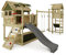 FATMOOSE Spielturm Klettergerüst TikaTaka Town XXL mit Turmanbau, Schaukel & anthraziter Rutsche, Outdoor Kinder Kletterturm mit Sandkasten Leiter & Spiel-Zubehör für den Garten