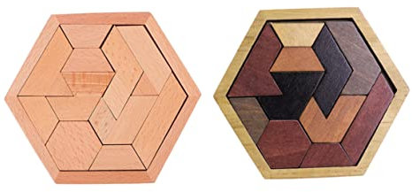 Yardwe 2Sätze Holz Hexagon Puzzle Für Pädagogisches Tangram Puzzle Denkfähigkeiten Hand Eye Koordination Und Sowie Formenerkennung Für Vorschulkinder