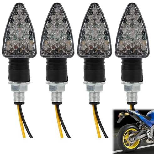 Kahaybeall 4 Stück Motorrad 15 LED Blinker in Amber, Wasserdichte 12V Mini Blinker, Universelle Richtungsanzeige für Motorrad, Scooter, Quad und Cruiser, Energiesparende Sicherheitsblinker