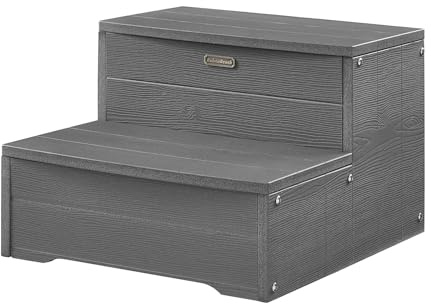 45,7 cm (18 Zoll) Whirlpool-Stufen, HDPS-Treppe für Whirlpool, wasserdicht, rutschfest, für den Außenbereich, Mehrzweck-Treppe, Holzoptik, Grau, Tragkraft: 272 kg