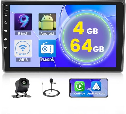 Autoradio para Audi A4 S4 RS4 8E B6 B7 (2002-2007) / Seat Exeo (2008-2012) | Android 15 Pantalla 9 IPS Autoradio con CarPlay Android Auto Wireless Bluetooth Mirror Link Navegación GPS EQ WIFI FM/RDS