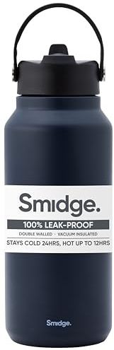 Smidge Reusable Water Bottle 900ml Winter Sky – Insulated Stainless Steel Flask with Sipping Lid for Hot & Cold Drinks, Leakproof & BPA-Free, No Metallic Taste