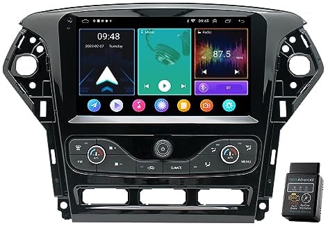 Carplay Autoradio für Ford Mondeo MK4 2011 2012 2013 32 GB DAB + Radio 22,9 cm Android 14 Auto GPS Navi Bluetooth Player Audio Video Player GPS (2 GB RAM + 32 GB ROM)